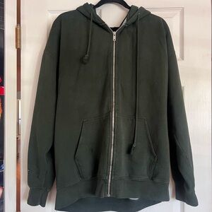 Brandy Melville Green Zip Up Jacket Relaxed Fit